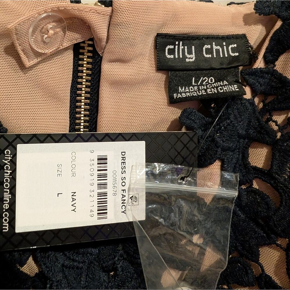 So Fancy Lace Navy Midi Dress City Chic Plus Size 20 - Picture 2 of 12